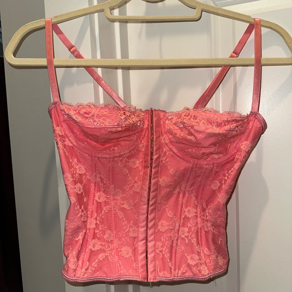 Pink Lace Bustier Corset Top
